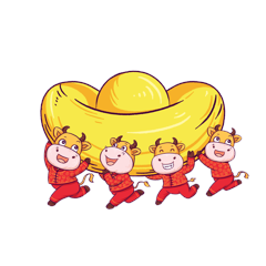 牛年新年新春福牛抬着大元宝gif动图