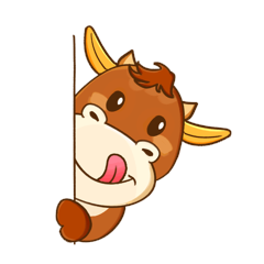 牛年突然出现探头在吗新年表情包动图gif卖萌日卡通动物白色简约卡通