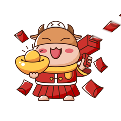 牛年新春发红包金元宝小牛动图gif