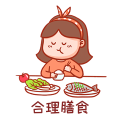 卡通合理膳食表情包蝴蝶结女孩