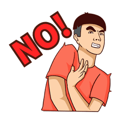 男青年no尴尬拒绝卡通表情包动图gif