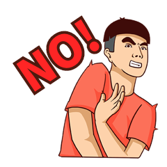 男青年no尴尬拒绝卡通表情包动图gif