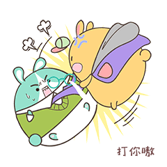 表情包兔子打架碰撞惊吓互动动图gif