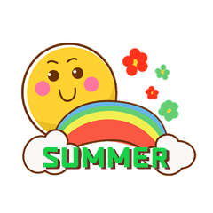 黄脸夏天彩虹花朵卡通表情包动图gif