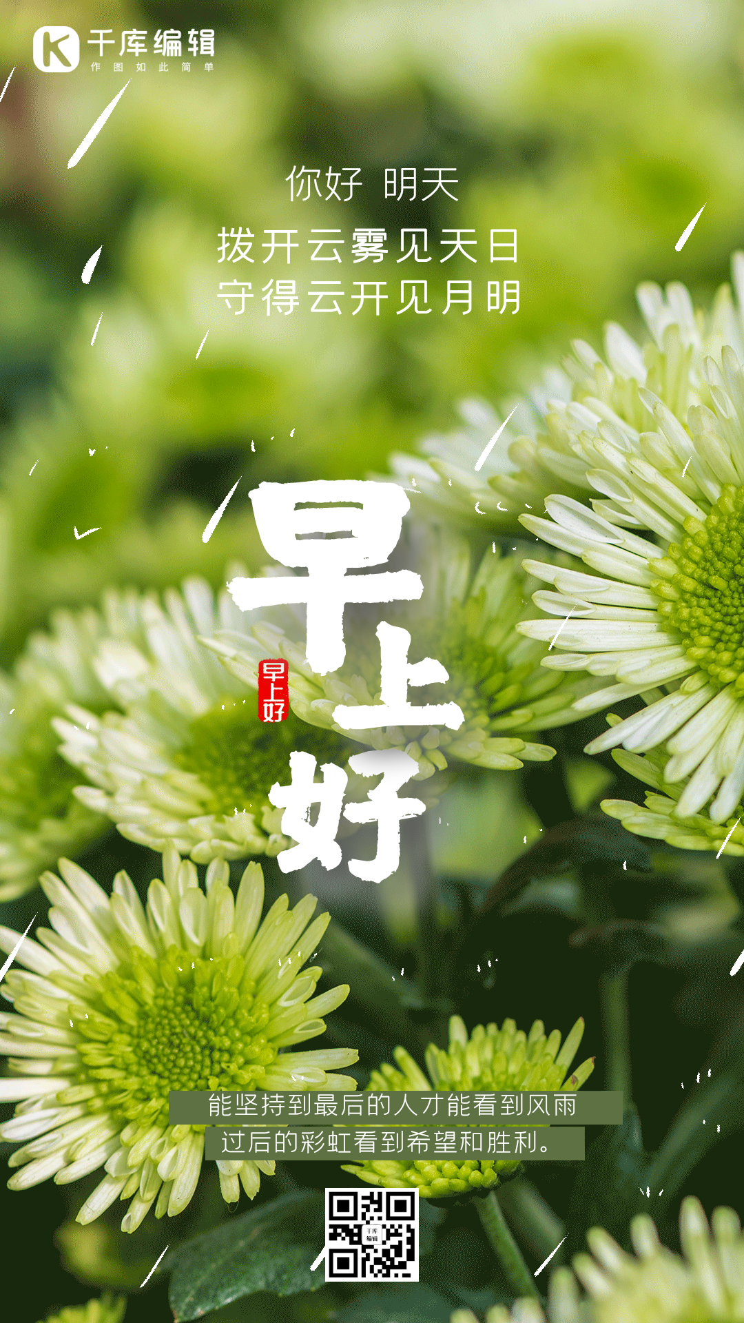 早上好早安小清新问候正能量竖版动态海报