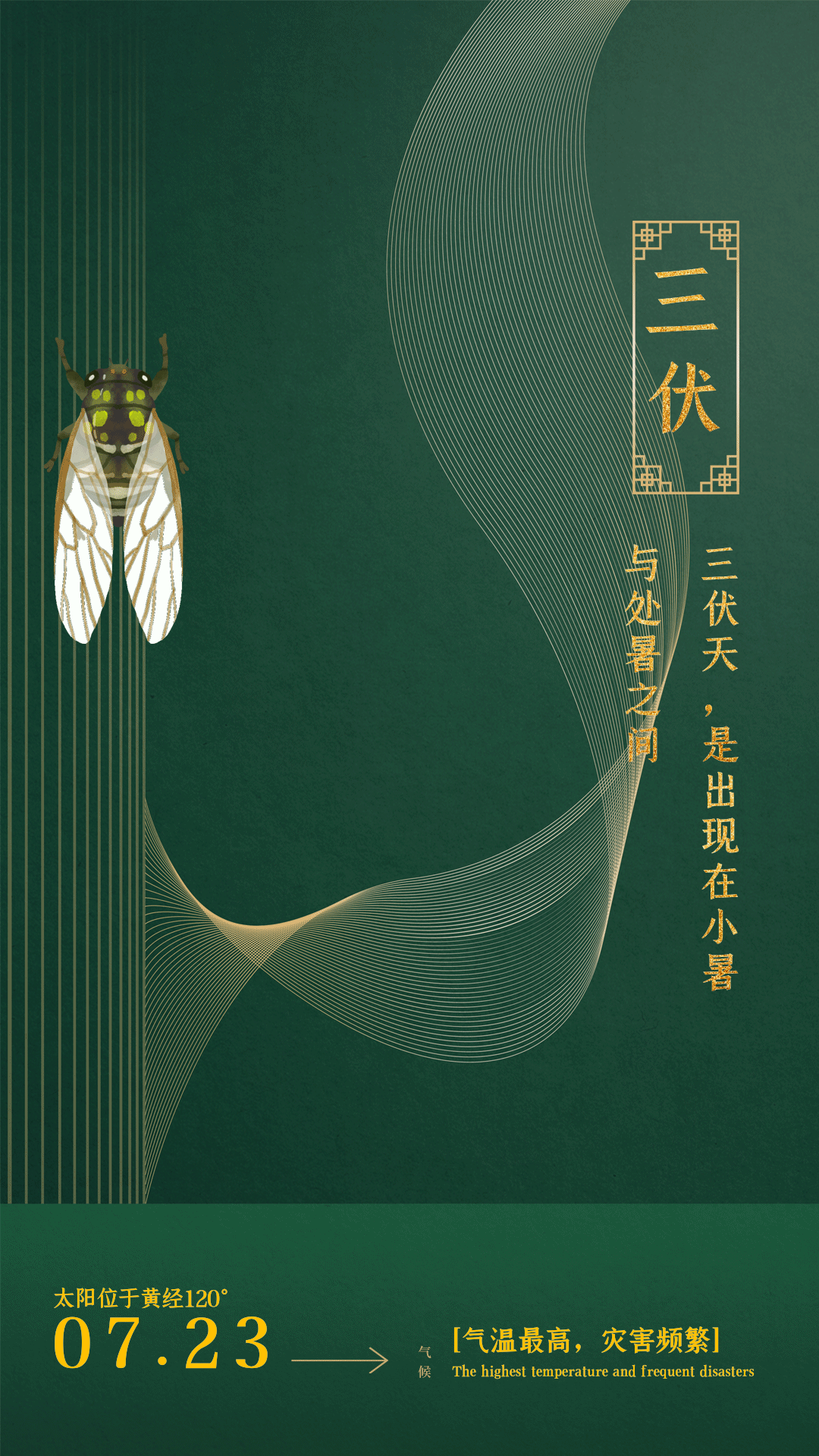 三伏天高温炎热大暑夏季蝉鸣动版动态海报