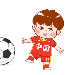 卡通女足夺冠—踢球的女足队员gif动态表情包