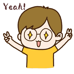可爱眼镜男孩星星眼高兴yeah表情包动图