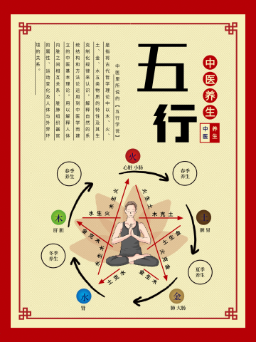 养生五行挂画海报