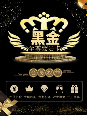 黑金至尊会员卡海报展板