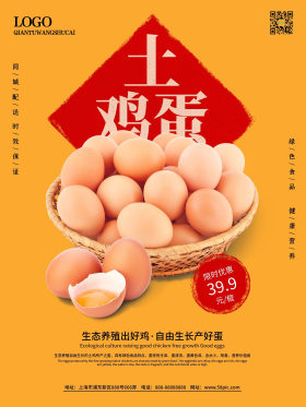 农家土雞蛋宣传海报农家土鸡蛋特产新鲜鸡蛋商场购物中心促销可商用