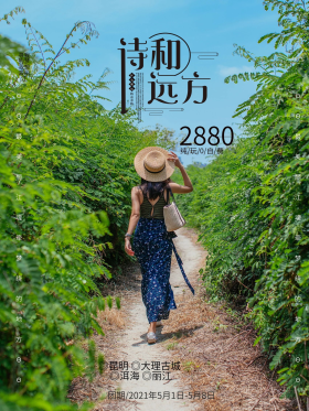 寻找诗和远方清新唯美丽江度假旅游海报