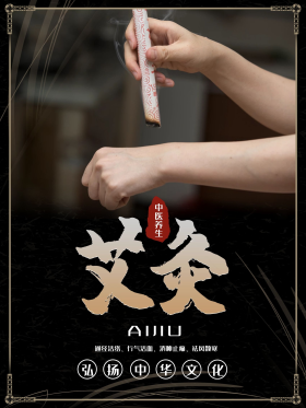 中医养生艾灸简约海报
