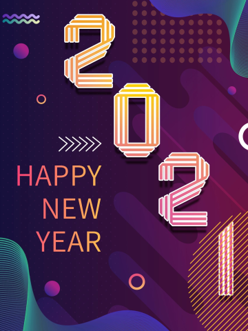 2021新年快乐渐变几何元素体海报
