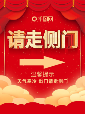 请走侧门告示牌图片