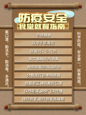 学校食堂防疫就餐九条指南海报