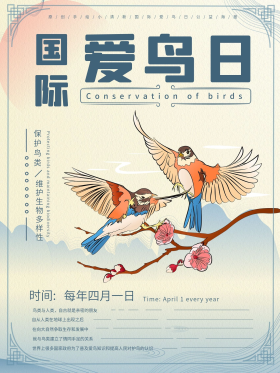 插画国际爱鸟日海报