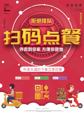 扫码点餐外卖促销海报