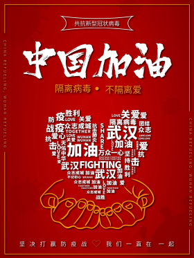 众志成城共抗疫情中国武汉加油公益宣传海报