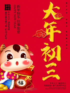 2021大年初三创意简约海报