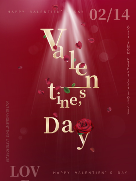 情人节快乐英文节日祝福海报源文件