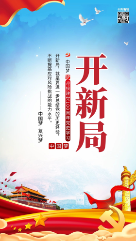 学党史开新局红色简约海报