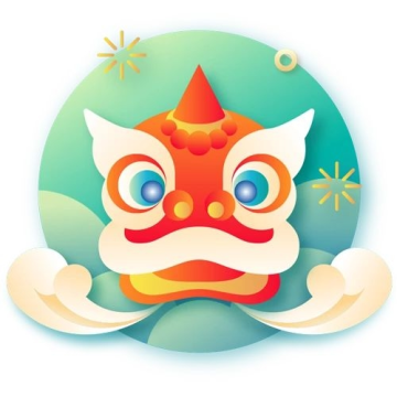 多色卡通虎头新年春节喜庆元素图标icon