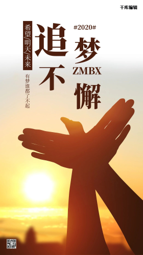 简洁文艺追梦不懈励志手机海报