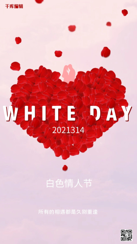 白色情人节玫瑰创意海报