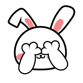 白色简约捂眼睛的小白兔表情包