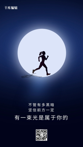 励志坚定坚信黑蓝色简约大气 手机海报