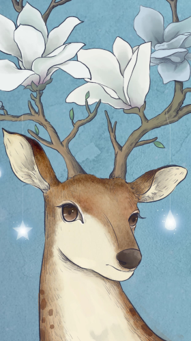 可爱动物鹿手绘插画