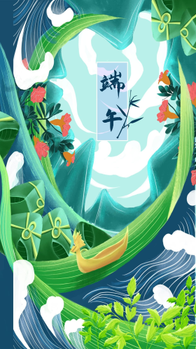 端午节情景手绘插画端午海报