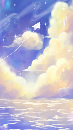 纸飞机梦幻天空蓝色云朵白云风景背景