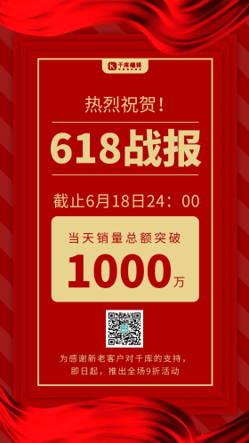 618战报简约风618红色简约风手机海报