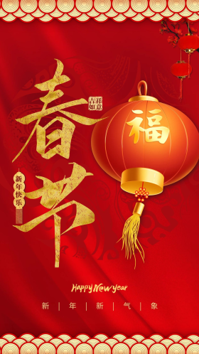 春节灯笼红色中国风海报