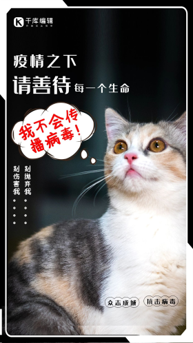 善待生命宠物动物深色系简约海报