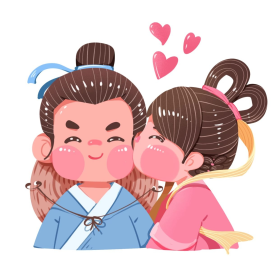 q版七夕情人节古风牛郎织女接吻