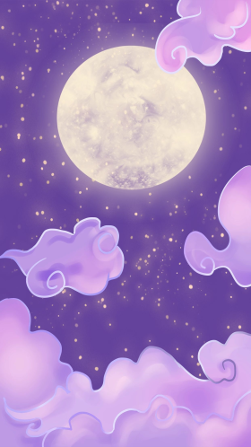 祥云月亮唯美星空中秋七夕背景