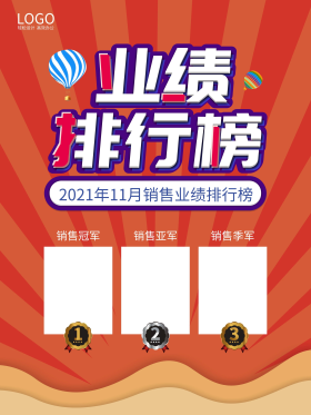 简约风销售业绩排行榜立体字宣传海报