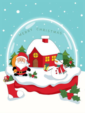 圣诞节海报手绘圣诞老人插画
