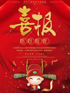 中国风高考状元红色海报
