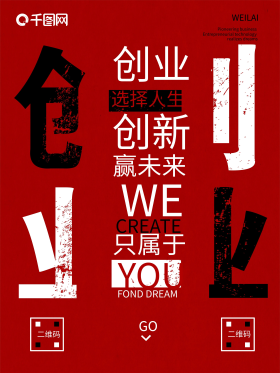 红色大气简约创业创新海报设计