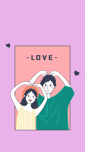 情侣比心紫色简约手机壁纸