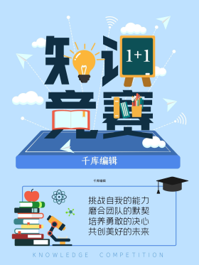 知识竞赛扁平卡通创意书本学习比赛海报