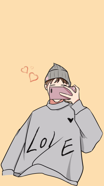 黄色情侣手机壁纸情侣壁纸暖色系列简约男生