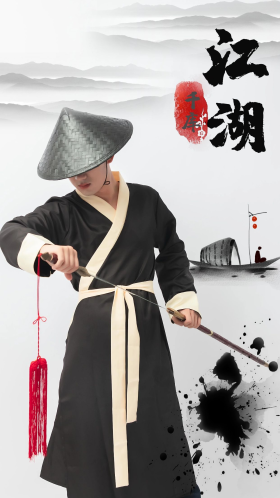 俠客白天男士室内剑客舞剑摄影