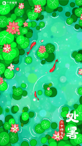 处暑夏天池塘里面游着小鱼