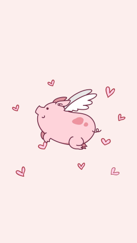 简约小飞猪卡哇伊粉色卡通手机壁纸