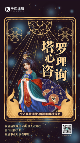 占卜人物塔罗牌黄色创意 海报